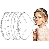4 Pcs Women‘s Silver Headbands, Bridal Rhinestone Headband, Crystal Headpiece for Women Wedding Party Accessories