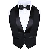 S.H. Churchill & Co. Men's Classic Formal 100% Wool Black Backless Tuxedo Vest Includes Bow Tie