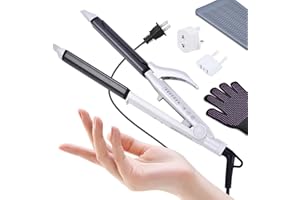 VGR Dual Voltage(100~250V) Travel Curling Iron with European Plug Adapter for International Travel, Europe Travel Essentials for Women, European Travel Must Haves