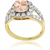 DECADENCE 14K Yellow Gold 7mm Cushion Gemstone & 2mm Round White Topaz Ring