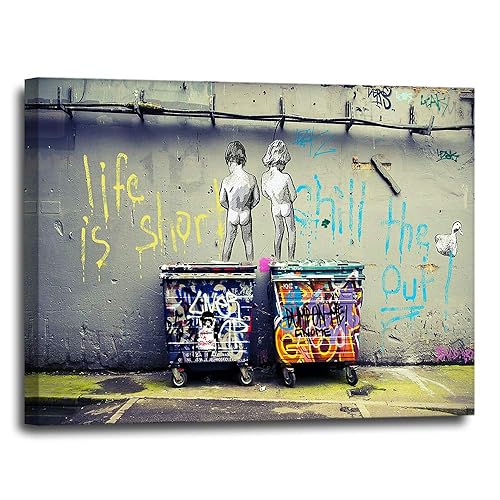 Amazon Com Funny Motivational Banksy Canvas Wall Decor 16x Graffiti Artwork Humorous Poster Print Unique Gift For Street Art Urban Mural Fans Ready To Hang Decoration For Home Bedroom Bathroom Handmade