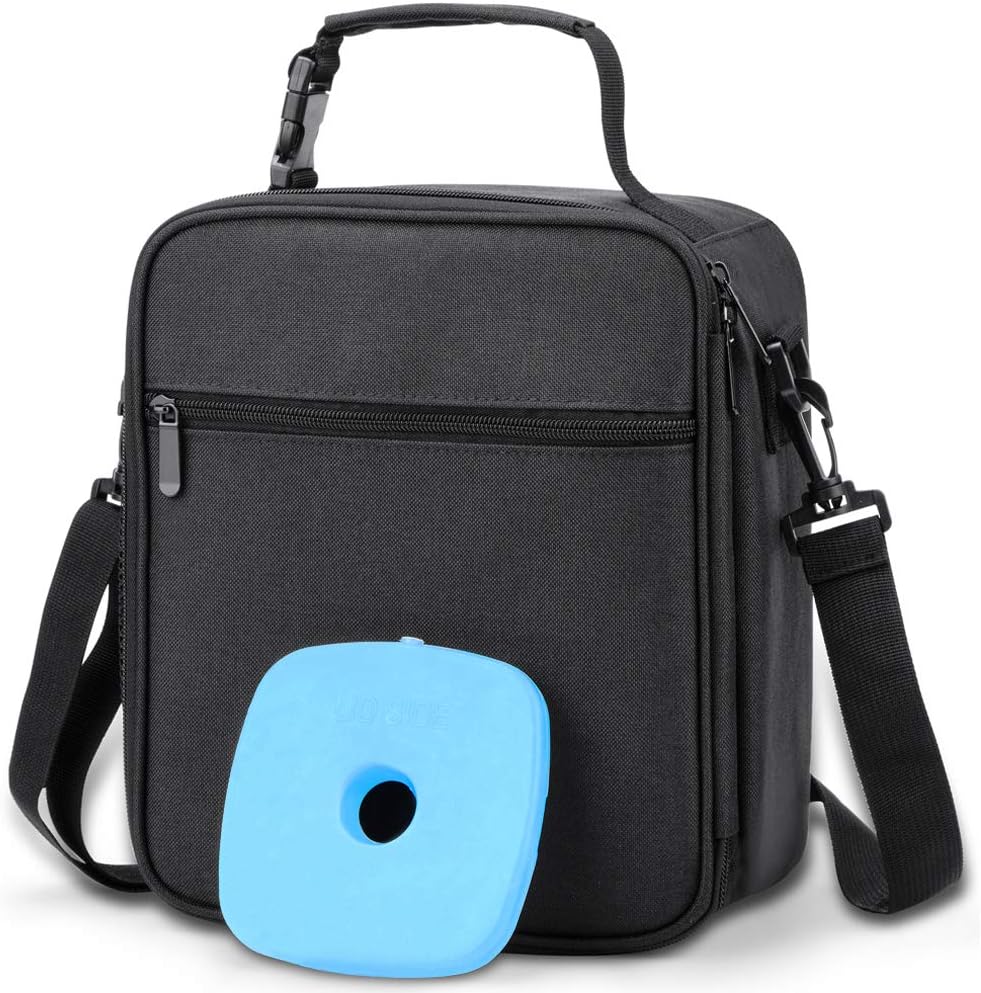 Mens Insulated Lunch Bag Box with Ice Pack & Shoulder Strap for Men, Women, Boys, Adults, Leakproof Mens Lunch Cooler Bag for Work School - Black
