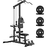 GOIMU LS01 LAT Pulldown Machine, LAT Row Cable Machine with AB Crunch, LAT Tower with Cable Row Attachments, 3 in 1 Pulley Stations for Home Gym