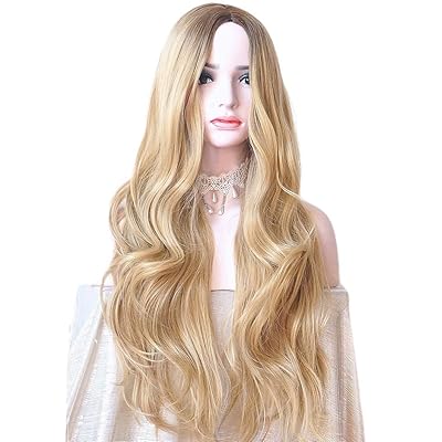 Natural Wavy Blonde Synthetic Wig with Middle Part Kuwait Ubuy