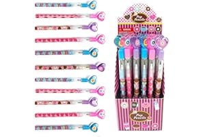 TINYMILLS 24 Pcs Donuts Multi Point Stackable Push Pencil Assortment with Eraser for Donut Party Favor Prize Carnival Goodie Bag Stuffers Classroom Rewards Stocking Stuffers