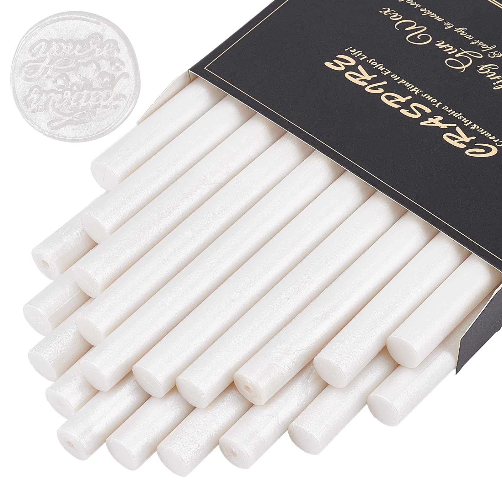 CRASPIRE 20 Pieces Glue Gun Sealing Wax Sticks 11mm for Vintage Wax Seal Stamp and Letter Invitation Cards Wine Bottle Gift Package Decoration (Pearl White)