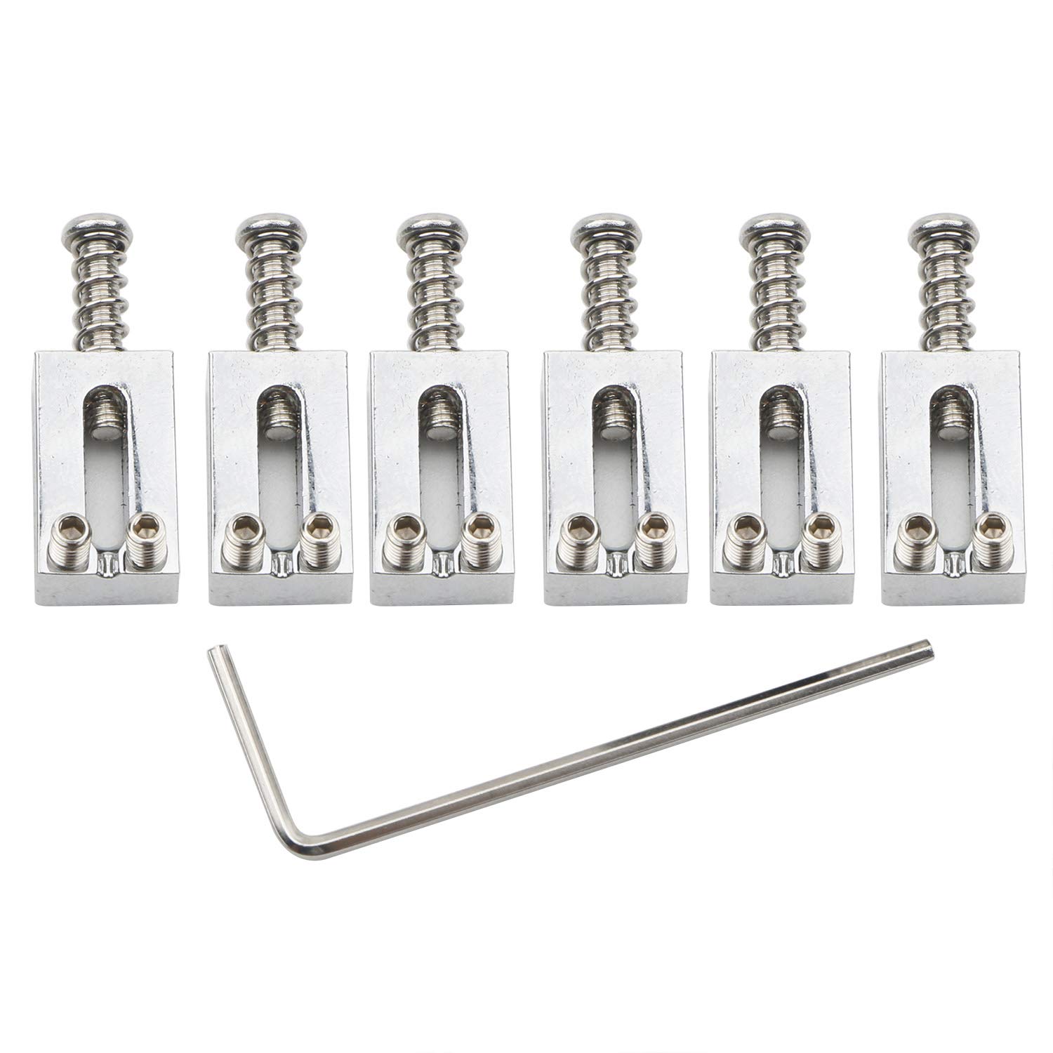 Unxuey 6 Pack Guitar Tremolo Bridge Roller Saddles for Fender Strat Stratocaster Tele Telecaster Electric Guitar Replacement Accessories (Chrome)