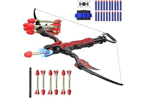 Lologot Dinosaur Toys, Bow and Arrow Set for Kids, Archery Set with 6 Foam-Tipped Arrows, RC Servo Gears, 20 Bullets, and a Wristband, Christmas Birthday Present for 4-12 Boys and Girls (Black)