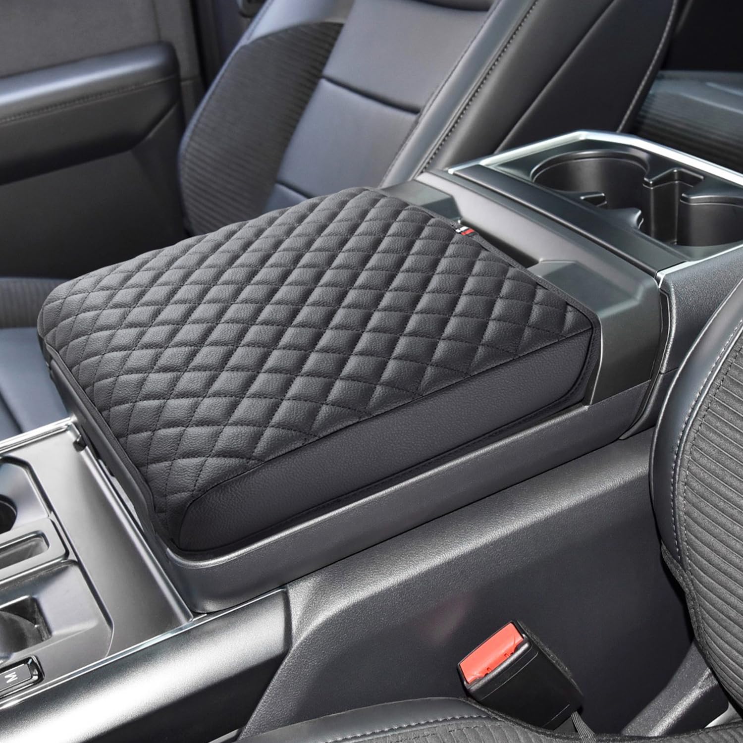 Photo 1 of PIMCAR Center Console Cover for 2021-2025 Ford F150, 2022-2025 F150 Lightning Work Surface Console Armrest Cushion Leather Protector Interior Accessories (Only fit for Work Surface Console)