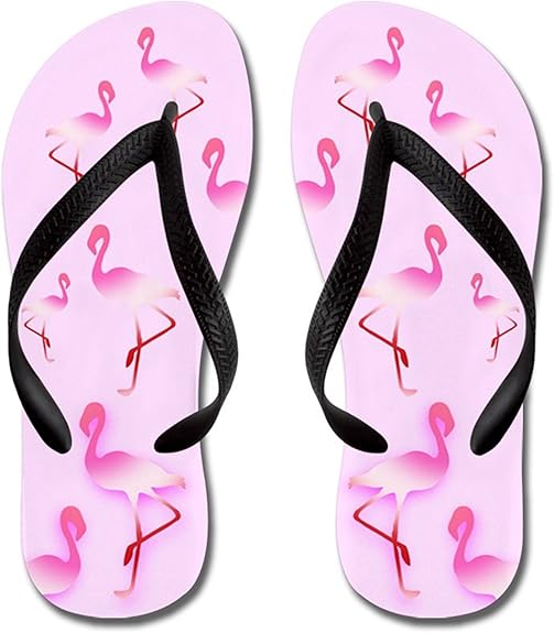 yellow box flamingo flip flops