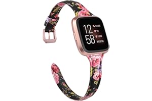 TOYOUTHS Leather Strap Compatible with Fitbit Versa/Versa 2 Watch Bands Women Men Slim Genuine Leather Wristbands Replacement for Versa Lite/Versa 2 Special Edition Classic Accessorie Multi Colors