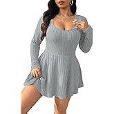 Vaimti Women's Black Ribbed Knit Off-Shoulder Sweater Dress Have Pockets Casual Sportswear