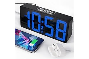 ROCAM Digital Alarm Clock For Bedroom,7"Digital Clock With Dual Alarms,Type C&USB Charging Port,Night Light,Bold Digit Large Display,7 Volume,Dimmer,Snooze,12/24H,Loud Desk Clock For Teens Kid Adult Senior