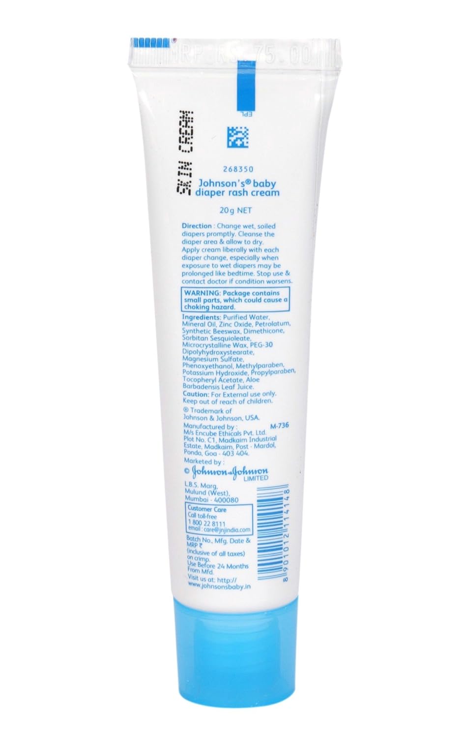 johnson's baby diaper rash cream 20g