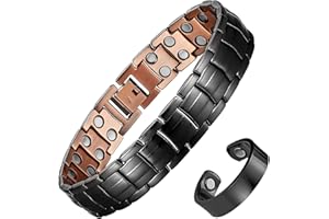 MagEnergy Mens Copper Magnetic Bracelets, 99.9% Pure Copper Bracelet with Double-Row Strength Magnets, Adjustable Jewelry with Sizing Tool