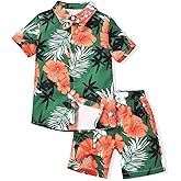 HINTINA Toddler Infant Baby Boy Shorts Set Hawaiian Outfits Short Sleeve leaf Floral Flower Shirt Summer Clothes Set Suit
