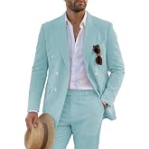 Mrbuerly Men's Seersucker Suit 2 Piece Summer Striped Blazer Pants Set | Men's Seersucker Suit 2 Piece Summer Striped Blazer Pants Set Beach Wedding Groom Attire Tuxedos Lightweight Men Suits