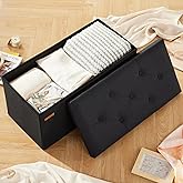 HAUSFRAU - Storage Ottoman Bench, 30 Inches Button Tufted Upholstered Ottoman Footstool with Storage for Living Room Bedroom 