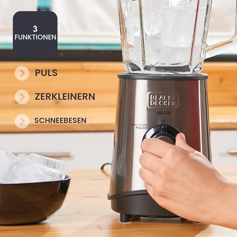 - Blender 800W, Glas, 1,5L, IJs crushen, RVS