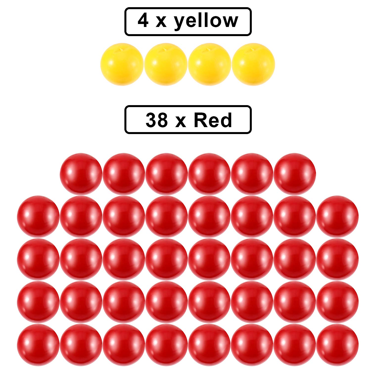 Gejoy 42 Pieces Game Replacement Marbles 2 Sets Game Replacement Balls Compatible with Hungry Hungry Hippos, 38 Red and 4 Yellow