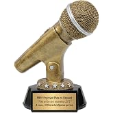 Decade Awards Microphone Trophy, Gold or Silver Microphone Award to Celebrate Their Voice - Engraved Plate on Request (6 Inch Tall)