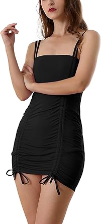 spaghetti strap ruched bodycon dress