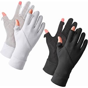 Sorcristy Women Sun Protection Driving UV Gloves Non-Slip Touch Screen Gloves Full Finger Breathable Cooling Ice Silk Glove f