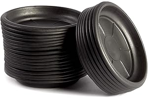 Juvale 24 Pack Small Plastic Plant Saucers for Pots - 4 Inch Drip Tray for Planter, Indoor, & Outdoor Flowers (Black Mini Pla