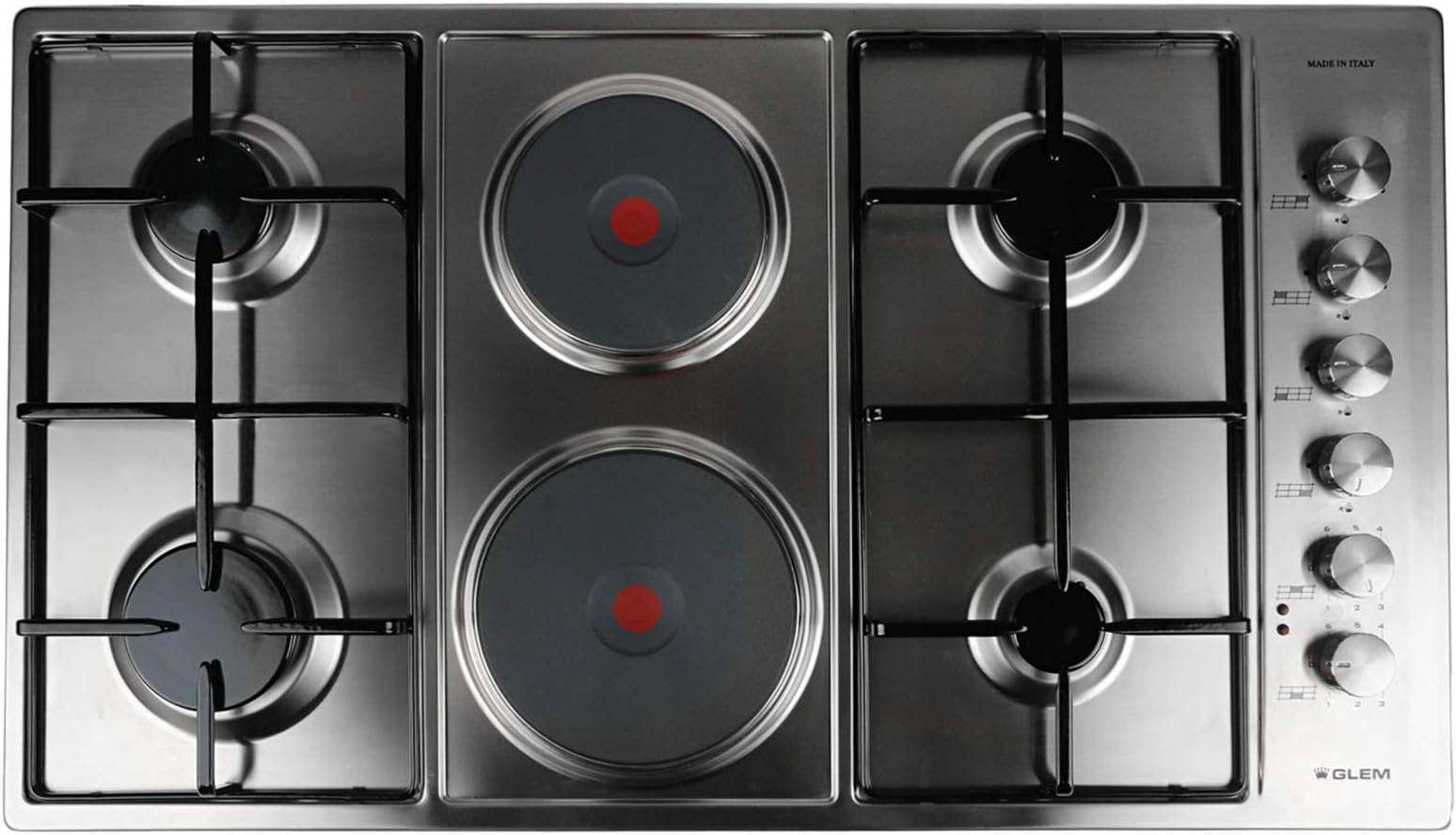 Glem Electric Gas 6 Burners, 6 Hobs, 90 Cm, Black, P9Lvci price in