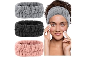 LAPOHI 3 Pack Microfiber Towel Headbands for Washing Face, Facial Headbands Makeup Headband Spa Headband Skincare Headband Fash Wash Headband for Women and Girls
