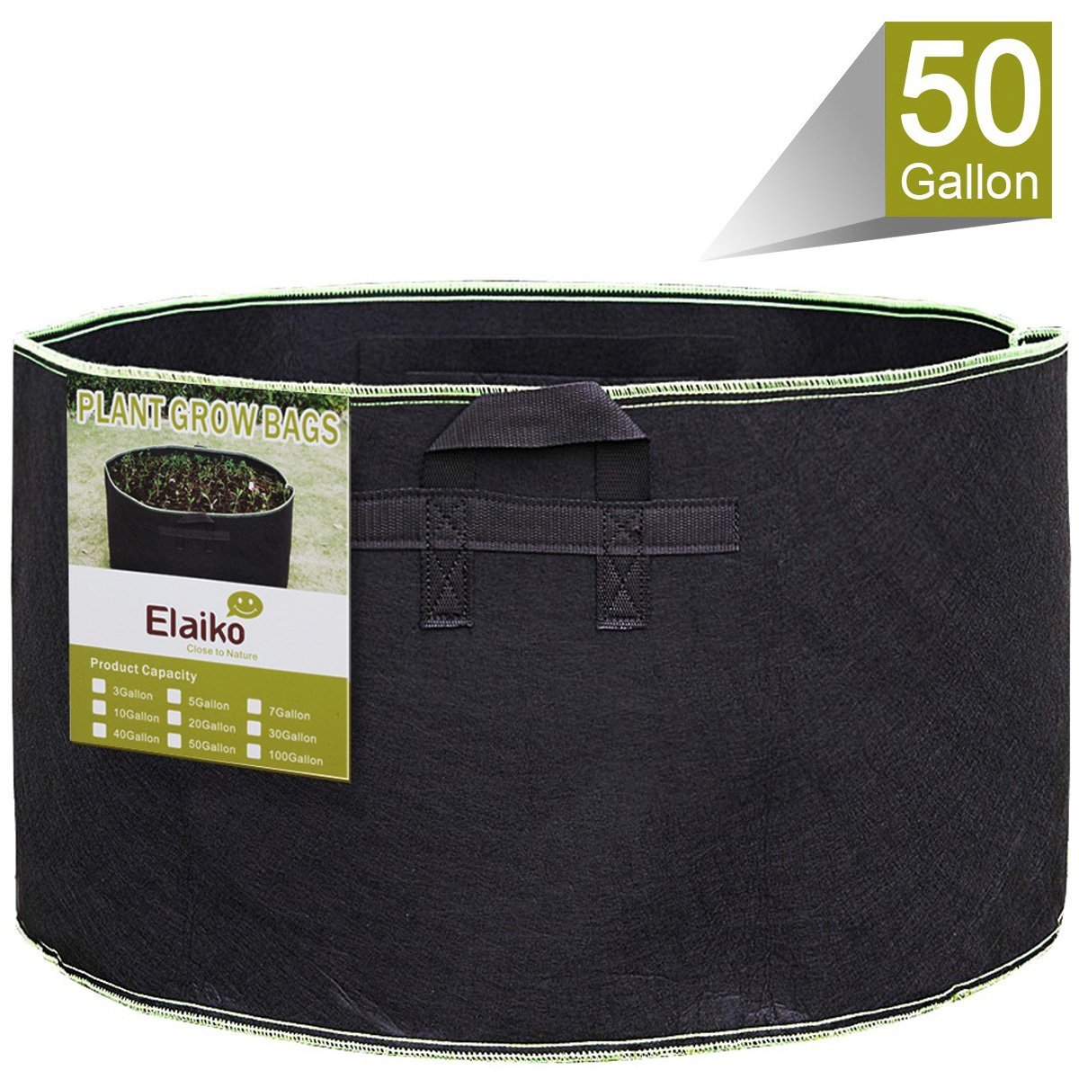 Elaiko Grow Bags with Green Thread Sewing Fabric Grow Pots Kits with