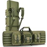 DULCE DOM 36 42 48 Inch Double Rifle Case, Tactical Soft Padded Backpack for Hunting & Shooting Range, Heavy-Duty Storage Gun Bag for 2 Rifles & Pistols with Lockable Zippers & MOLLE System
