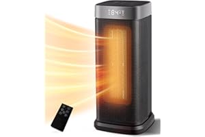 Sunnote Space Heater for Indoor Use, 1500W Electric & Portable Ceramic Heaters with 80°Oscillating, Thermostat, 5 Modes, 24Hrs Timer, Room Heater with Remote, Fast Heating Safe for Bedroom Room Use