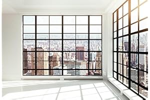 Yeele 10x8ft Skyscraper Window Backdrop - Office Building French Window - Transparent Glass City Landscape Photography Backgr