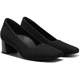 VIVAIA Monroe Women's Square-Toe Margot Chunky Heel Pumps, Knit Upper, Block Heel, Arch Support