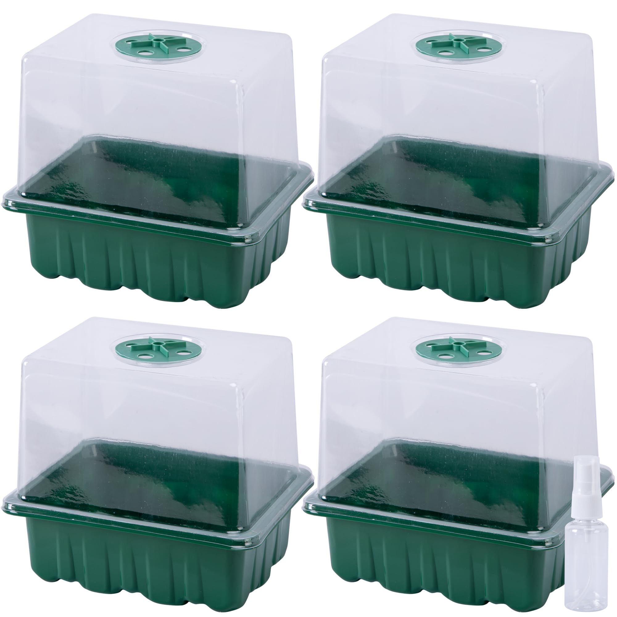 Photo 1 of DECOHS 4 Pack Monotub Mushroom Grow Kit, 6.5" x 5" x 6.5" Small Mushroom Fruiting Chamber Propagation Boxes, Monotub Mushroom Growing Box Mini Greenhouse with Spray Bottle for Horticulture Supplies