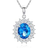 CAIDIKA Sterling Silver Birthstone Necklace for Women Oval Solitaire Pendant Necklace Birthday/Anniversary/Wedding Jewelry(with Gift Box)