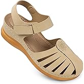 SHIBEVER Women Comfortable Flat Sandals: Dressy Summer Sandal - Closed Toe Fisherman Sandals