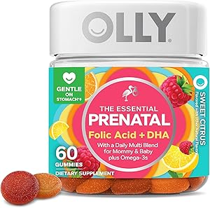 OLLY Prenatal Multivitamin Gummy, Supports Healthy Growth and Brain Development, Folic Acid, Vitamin D, Omega 3 DHA, Chewable