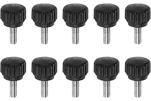 HARFINGTON 10pcs Knurled Clamping Knobs Thumb Screws M4 x 10mm Metric Male Thread 13mm Matte Plastic Head 304 Stainless Steel