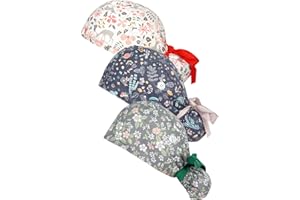 FADACHY Scrub Caps Women,Ponytail Holder Working Cap with Buttons Ribbon Tie for Laies,Surgical Nurse Cap Long Hair