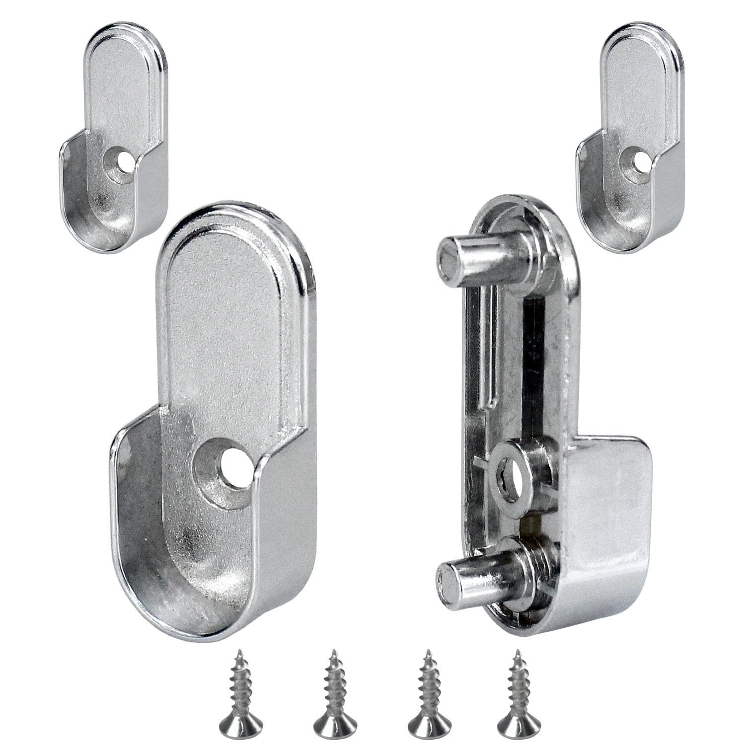 Photo 1 of HDbonemu 4Pcs Wardrobe Bracket Zinc Alloy Closet Rod Holders 15mm x 30mm Oval Closet Rod End Supports (Single Hole) with Rear Facing 6.5mm Pins…