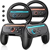 Mozuper Switch 2 Joy-Con Grips and Steering Wheels for Nintendo Switch 2 (2025) Mario Kart World, with 4 Pcs Thumb Grip Caps, Ergonomic Design Anti-Slip Handle Kits for Joy-Con 2 Controllers