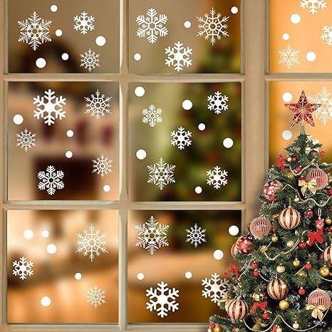 Amazon Lemeso クリスマス ウォールステッカー シール 飾り 静電ステッカー 310pcs 8シート 剥がせる 窓ガラス ステッカー クリスマス飾り 飾り付け オーナメント デコレーション 雪の結晶 雰囲気満点 ホワイトクリスマス ウォールステッカー オンライン通販