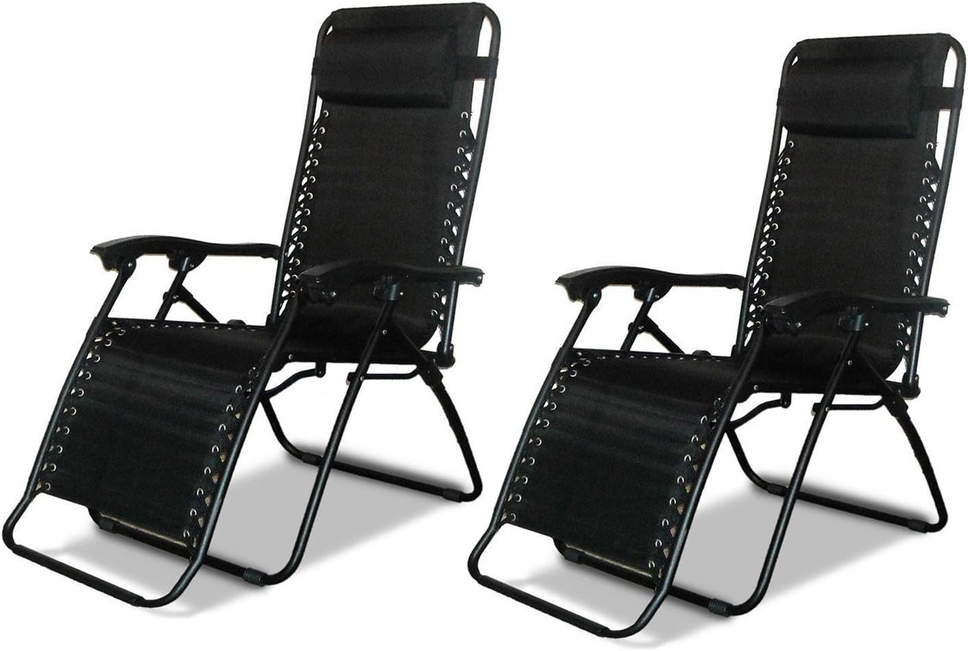 EAZILIFE 2 x Recliner Garden Chair Zero Gravity Folding Reclining Sunlounger Ideal for Beach Camping Garden Decking Patio Caravan Conservatory - Weatherproof Fabric
