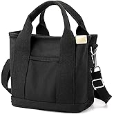 Canvas Tote Bag for Women,Small Totes Bags with Zipper Crossbody Purse with Pockets Large Shoulder Handbag,2 Sizes