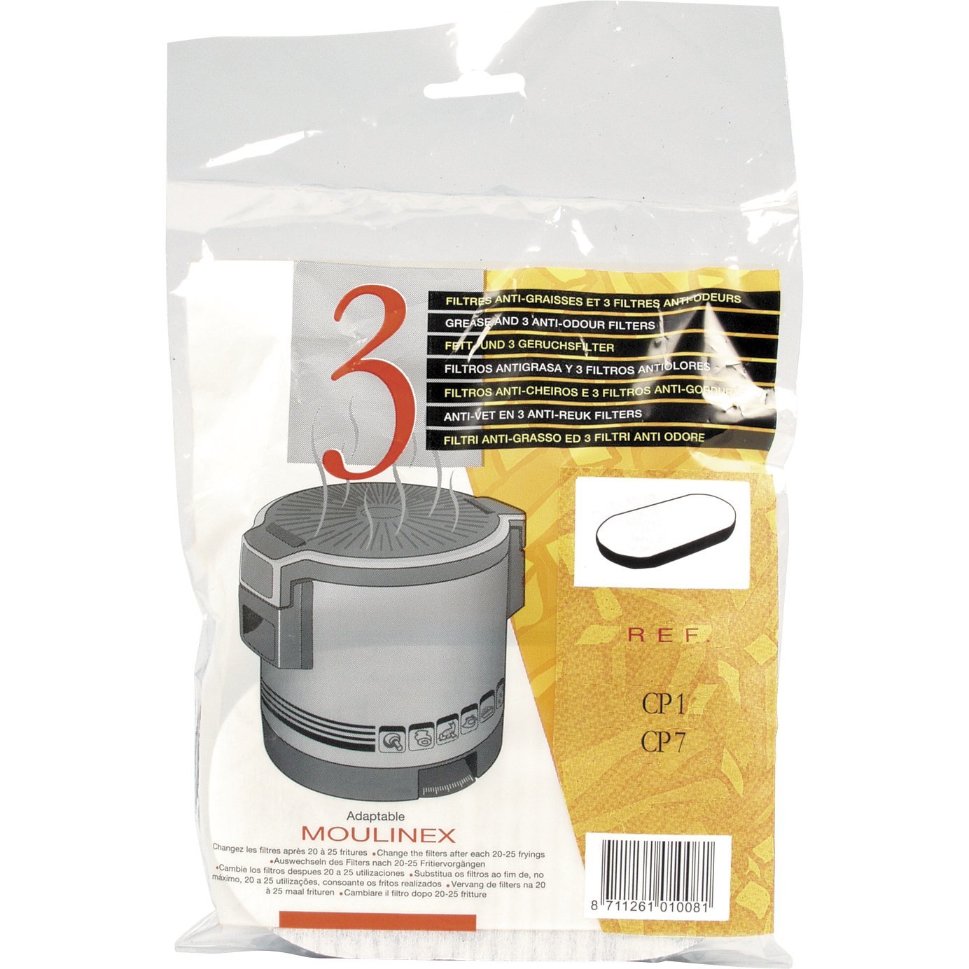 Moulinex Olea ADA901 Deep Fat Fryer Filter 3 Fat and Odour Filters