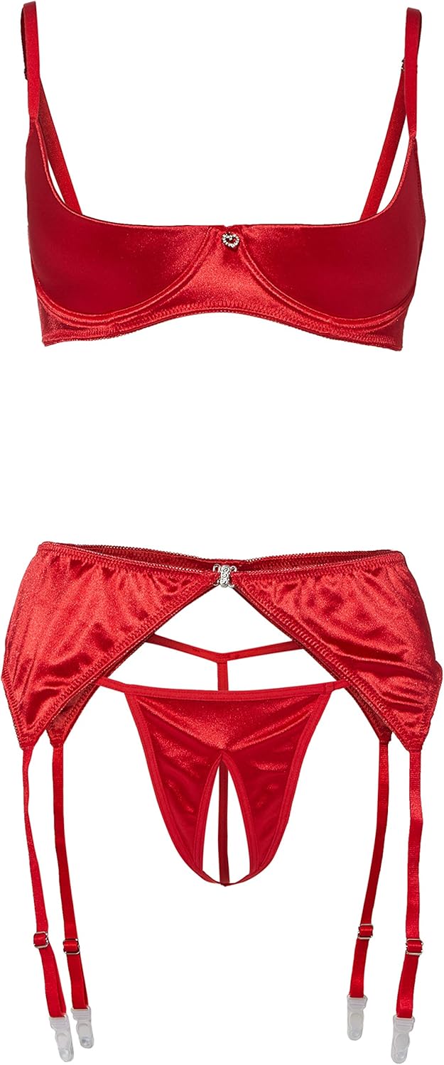Cottelli Collection Women's 22209623321 Cottelli Collection Shelf Bra Set red Sexy Lingerie for women (Rosso 001)