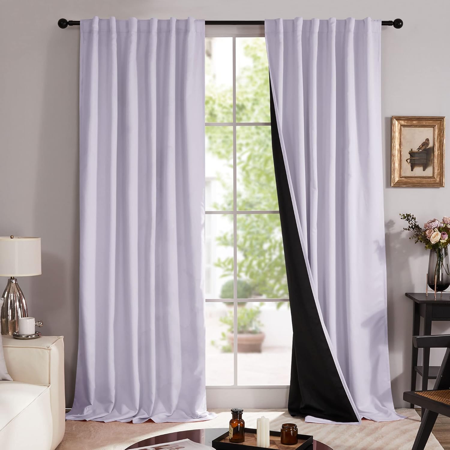 Outdoor Curtains - Deconovo Lavender Curtains for Living Room - Light Blocking Curtains, Noise Reducing and Energy Saving Window Curtains for Bedroom and Nursery (52W x 84L Inch, Lavender, 2 Panels)