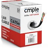 Cmple - Cat5e Plenum Cable 1000ft, CMP, Black, 350MHz Gigabit Ethernet Solid Network Internet Bulk UTP